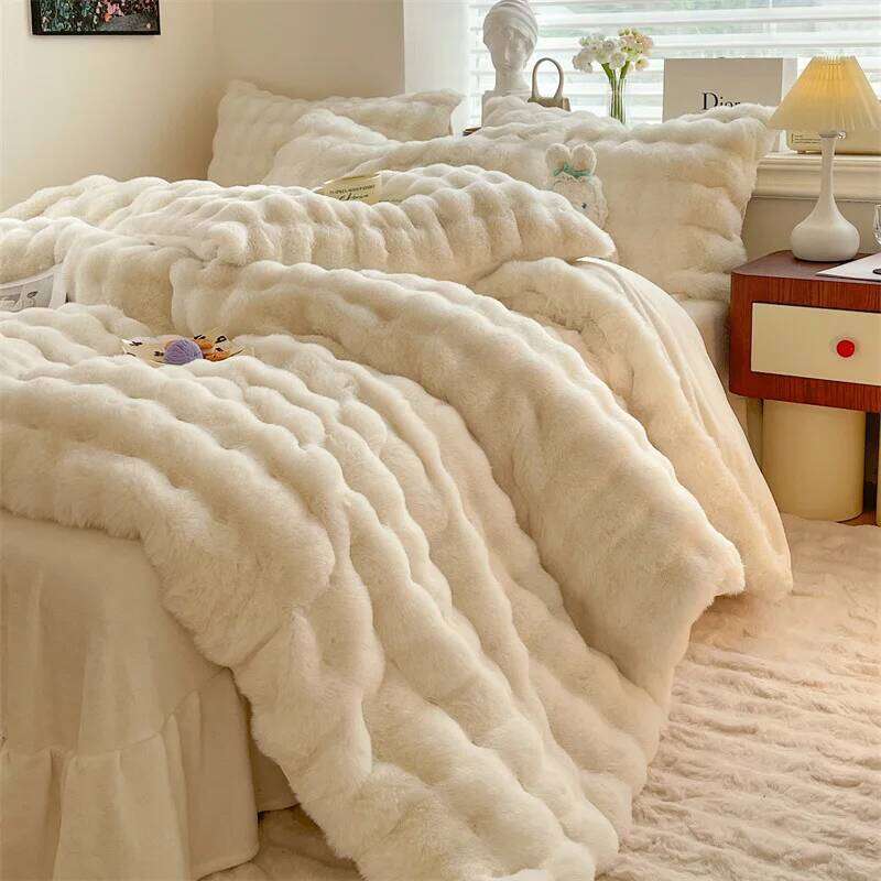 Customizable autumn and winter explosion Class A 580g imitation fur cut rabbit velvet four-piece set H260312