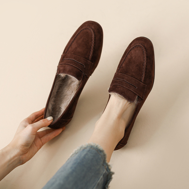 Shoes for Women 2026 Summer Brown Casual Flats Ladies Shoe Fashion Suede Loafers Soft Sole Non-Slip Feminino Zapatos Mujer ddmythur