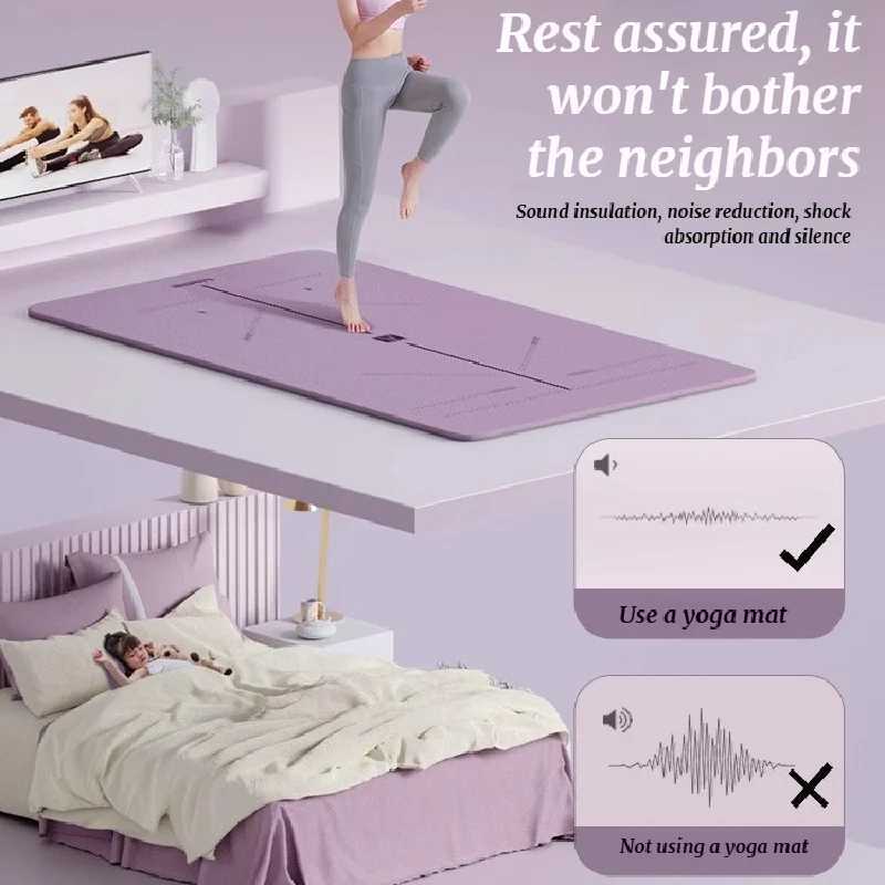 Double layer yoga mat thickened anti slip skipping rope mat widened fitness mat household outdoor yoga mat and auxiliary prod M260312