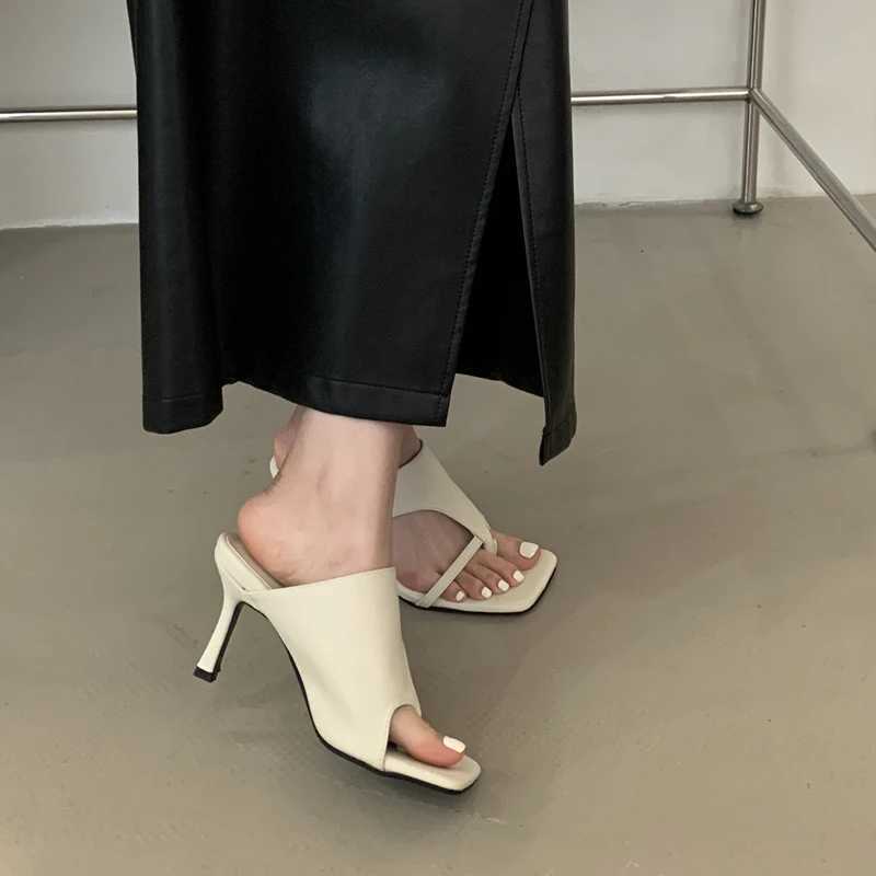 SUOJIALUN Summer New Women Slipper Fashion Slip On Open Toe Slip On Flip Flop Shoes Thin High Heel Outdoor Pumps Sandal K260312