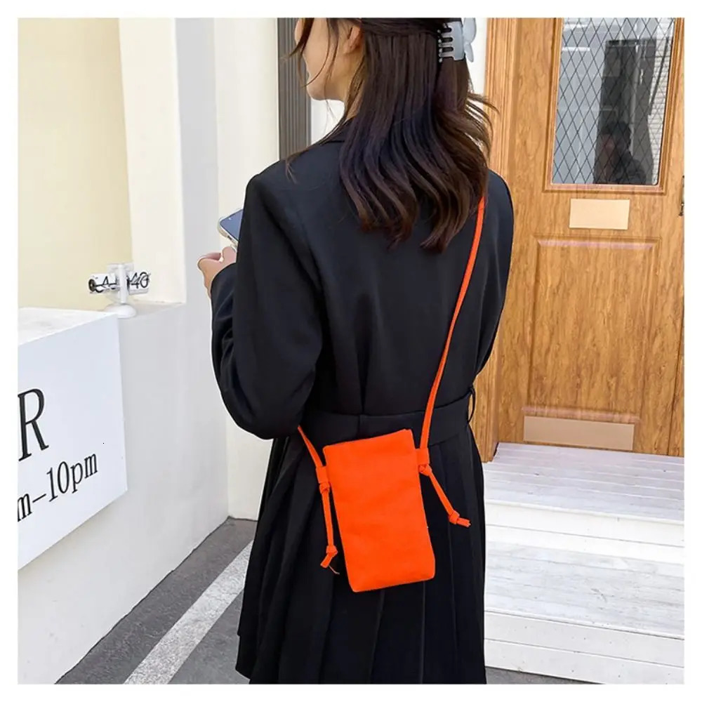 Multifunctional Canvas Mobile Phone Bag Hanging Neck Light Weight Messenger Fashion Allmatch Small Crossbody Coin Purse 260311