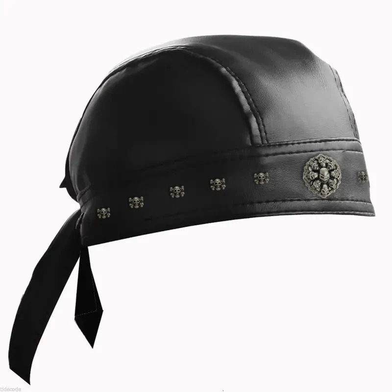 Black Leather Skull Bandana Motorcycle Helmet Edgy Halloween Gift for Urban Biker Cosplay 260304