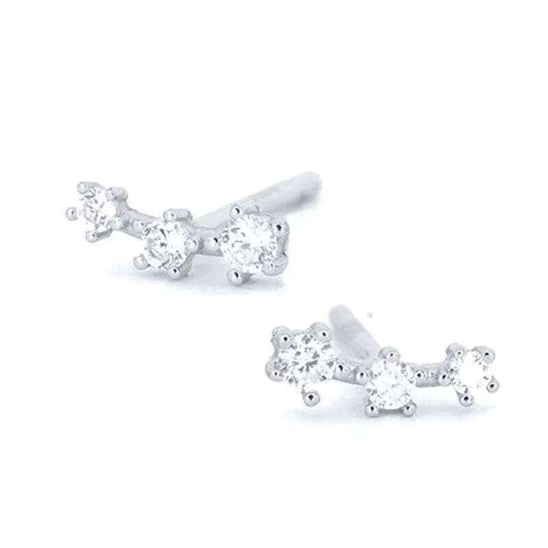 Sterling Sier hip-hop moissanite Triple Small Stud Earrings Jewelry
