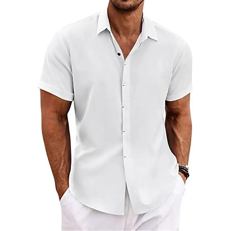 Mens Cotton Linen Short Sleeved Shirt Summer Casual Camisas Harajuku Blusas Shirts Fashion Tops Men Clothing Streetwear 260228