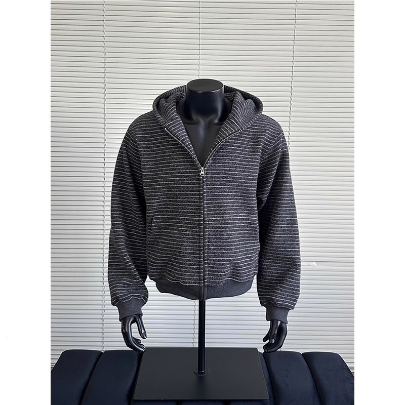 Vintage Designer Hoodie Striped Hooded Sweatshirt For Men Autumn Casual Cardigan Cleanfit Couple's Trendy Jacket