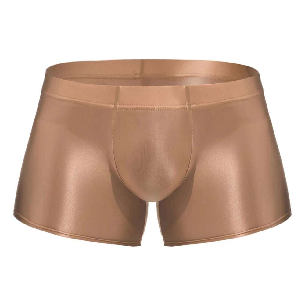 Swimwear for Men Low Rise Glossy Trunks Solid Color Boxers Shorts Homme Bathing Bottom Underpants Male Swimming Briefs Underwear Z260312