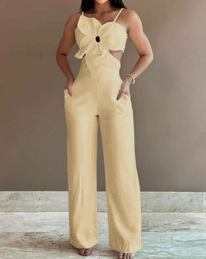 2024 Cross-Border Fashion Casual Backless Jumpsuit for Women