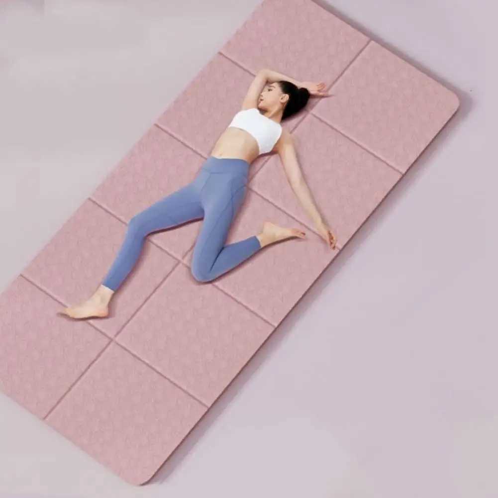 Double-sided Anti-slip Mat Foldable Yoga Mat Travel Tpe Non-slip Exercise Pad Portable Thick Sleeping Mat for Home Gym Pilates M260312