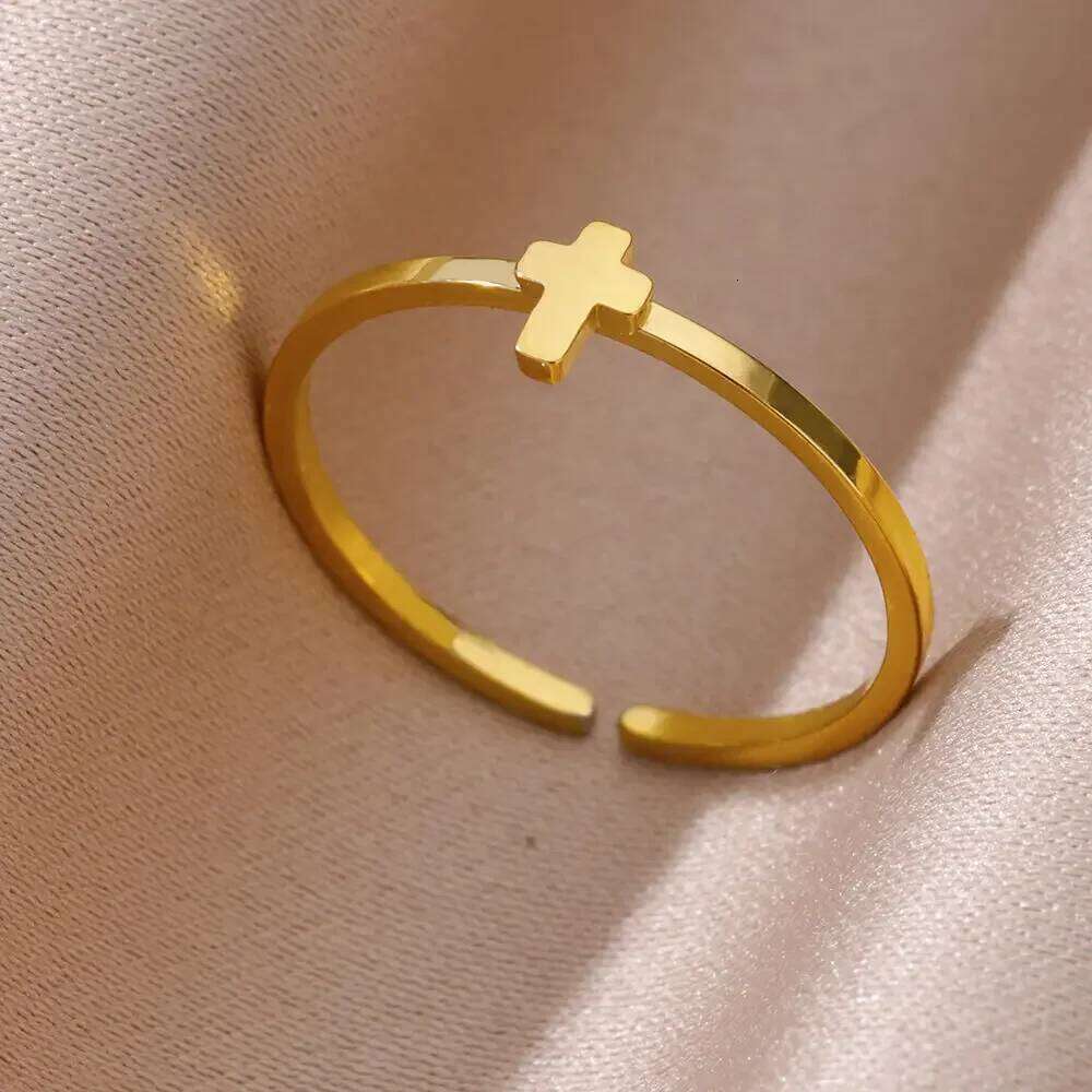Simple Stainless Steel Rings For Women 2024 Gold Color Heart Open Adjustbale Thin Finger Ring Wedding Jewerly Gift H260312