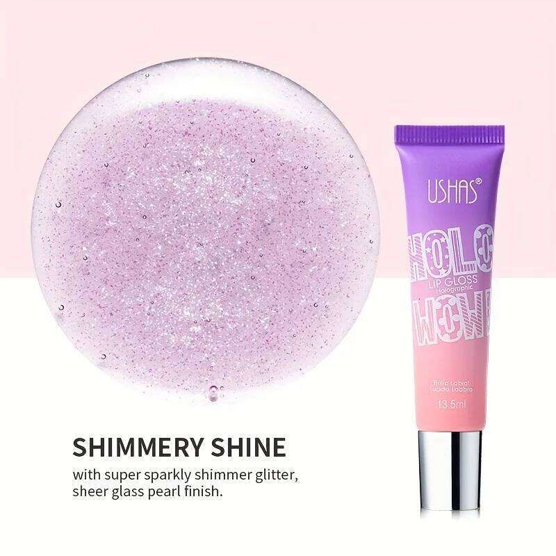 USHAS 3 colorful mirror pearl with flash glaze lasting color doe moisturizing lip honey W260311