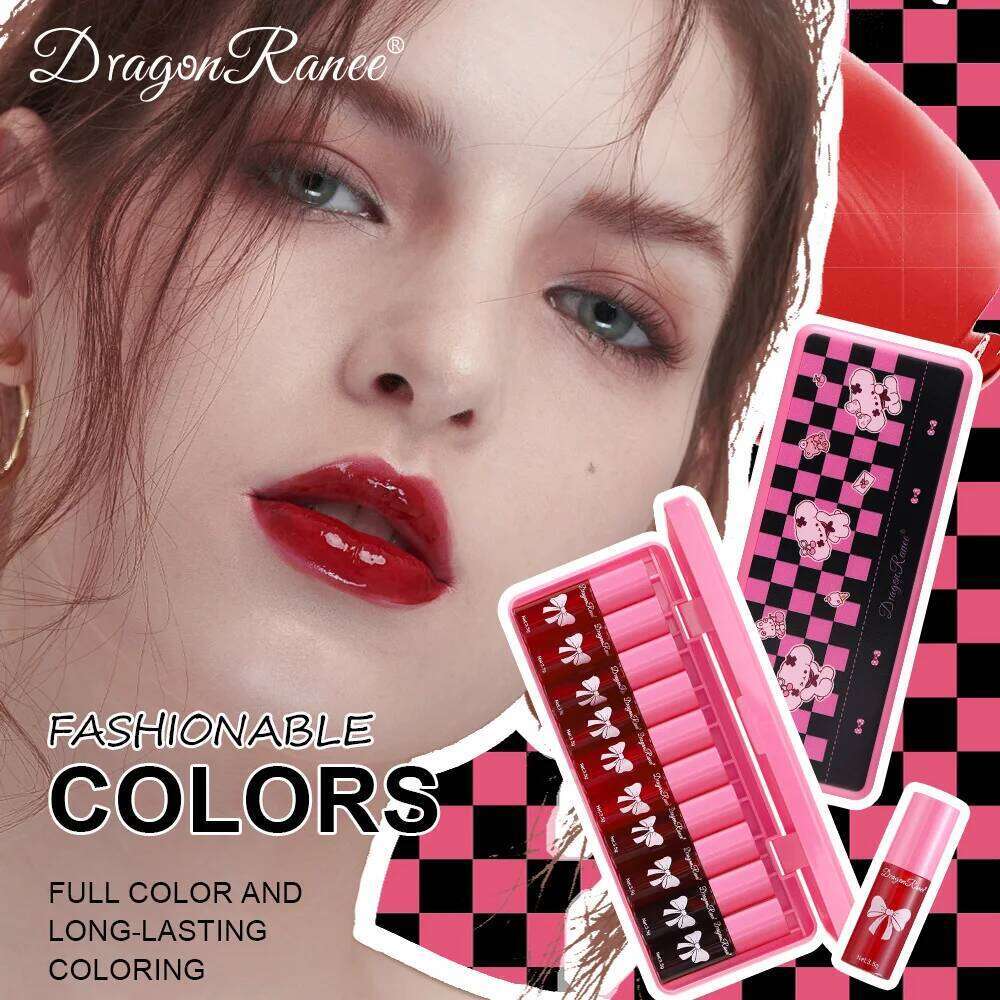 10 pack gloss set, easy to color non fading, lip gloss, waterproof and moisturizing lipstick water W260311