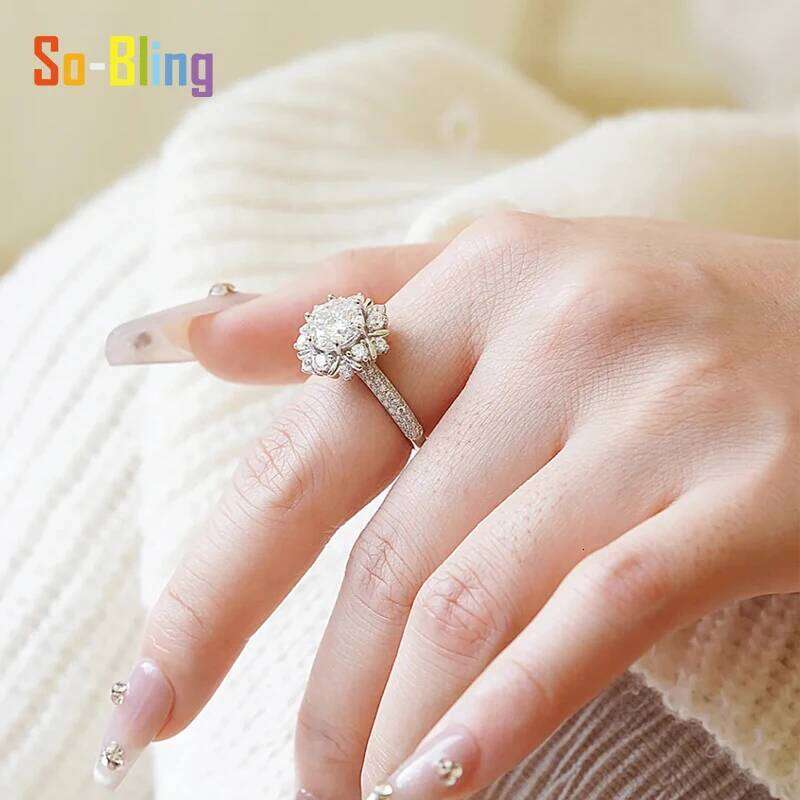 So-Bling 1Carat Moissanite Ring with Gra Certificate 925 Sterling Silver Rings for Women Elegant Fine Party Jewelry H260312