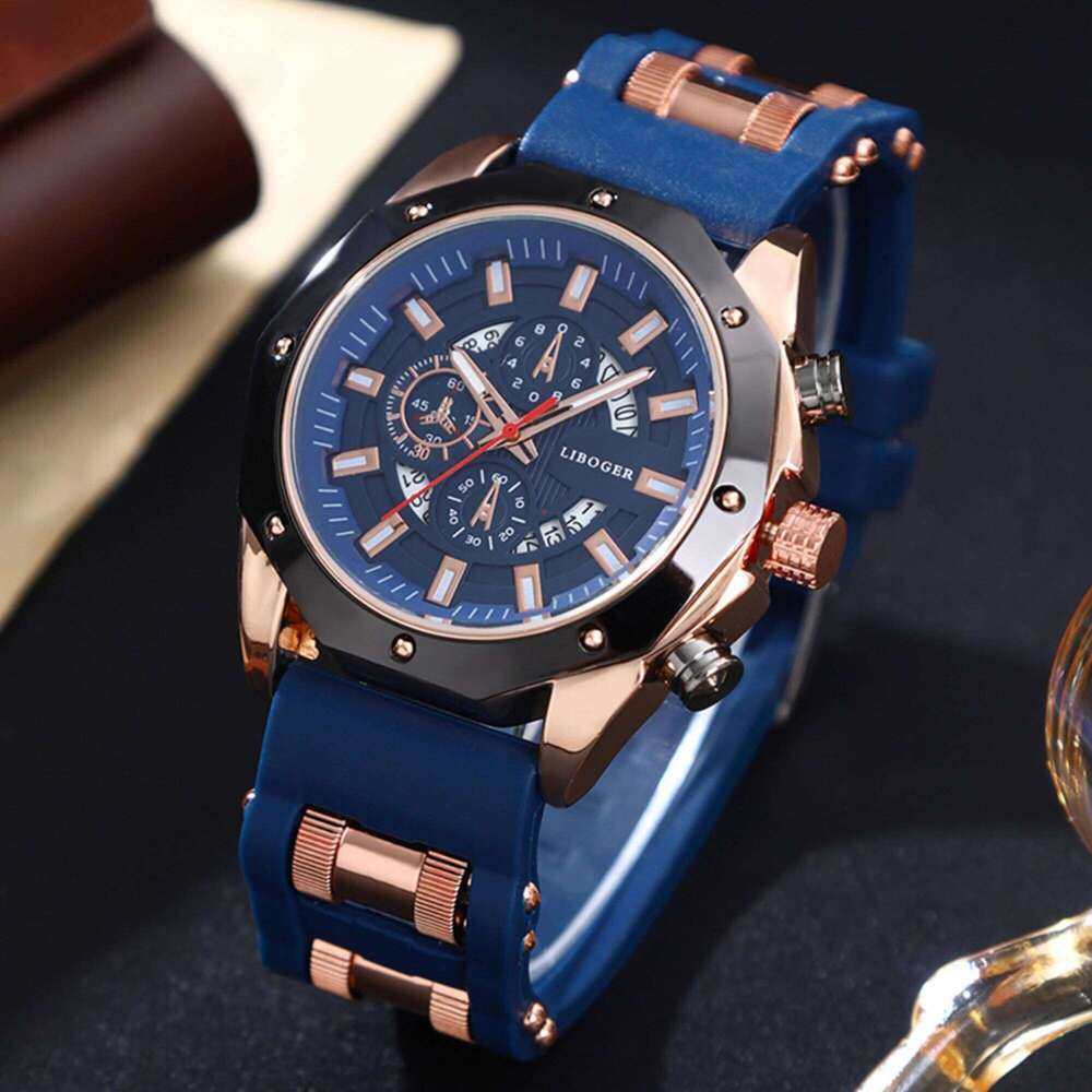 Fashion Silica Gel Strap Mens Quartz Watches Date Function Business Casual Watch for Men Gift