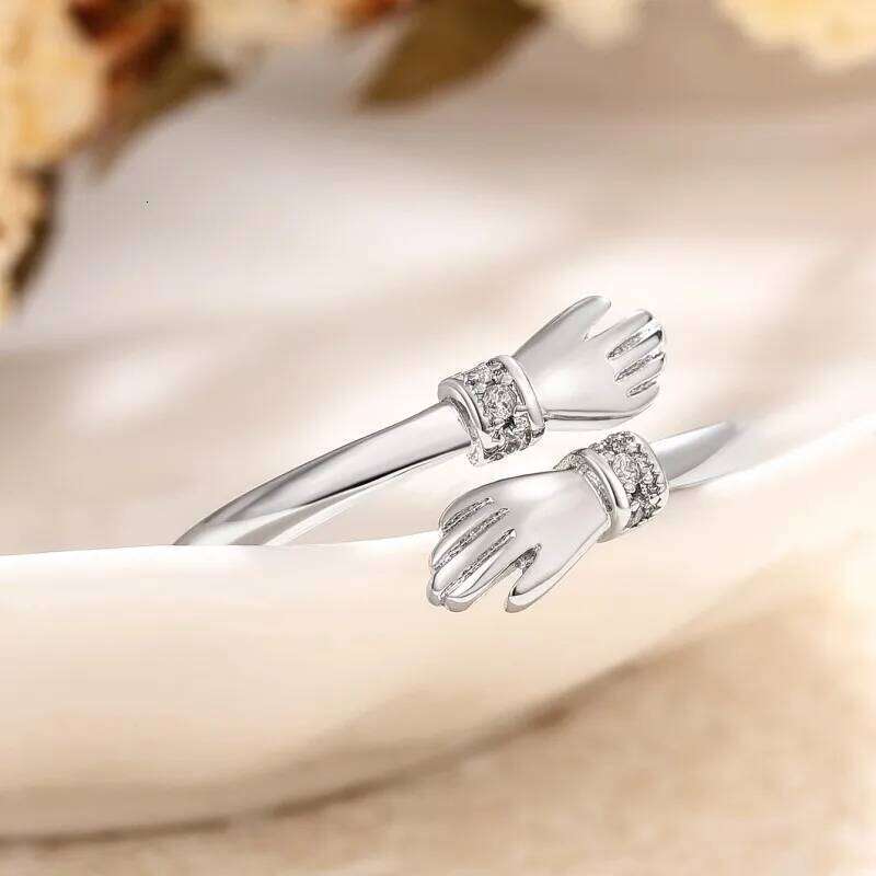 Huitan Hug Adjustable Opening Rings for Women Silver Color/Gold Color Fashion Resizable Accessories Creative Jewelry H260312