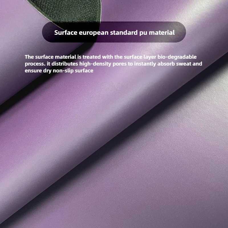 Lezyan Newest Non-slip PU Natural Rubber Yoga Mat Thick Sweat Absorption Grip Exercise Shock Absorption Workout Fitness Gym M260312