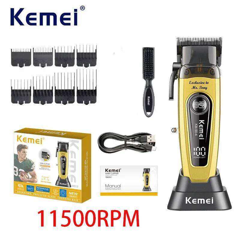 Kemei Professional Brushless Motor Clippers 11500RPM Cordless Barber Electric Trimmer DLC-Blade Hair Cutting Machine C260312