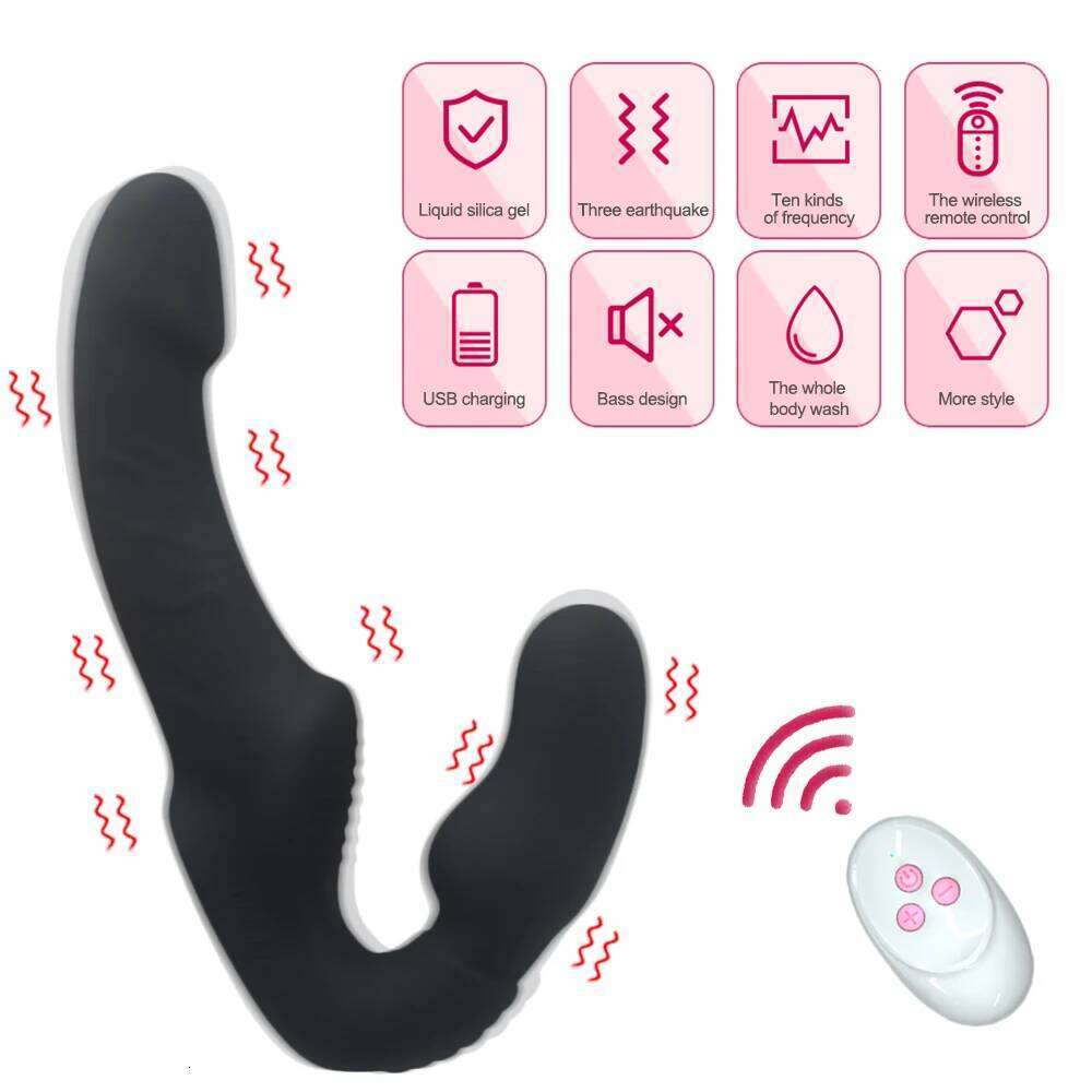 10 Speeds Strapless Strapon Dildo Vibrator Female Double Vibrating G Spot Adult Sex Toys For Women Couple Anal Prostate Massager Z260311
