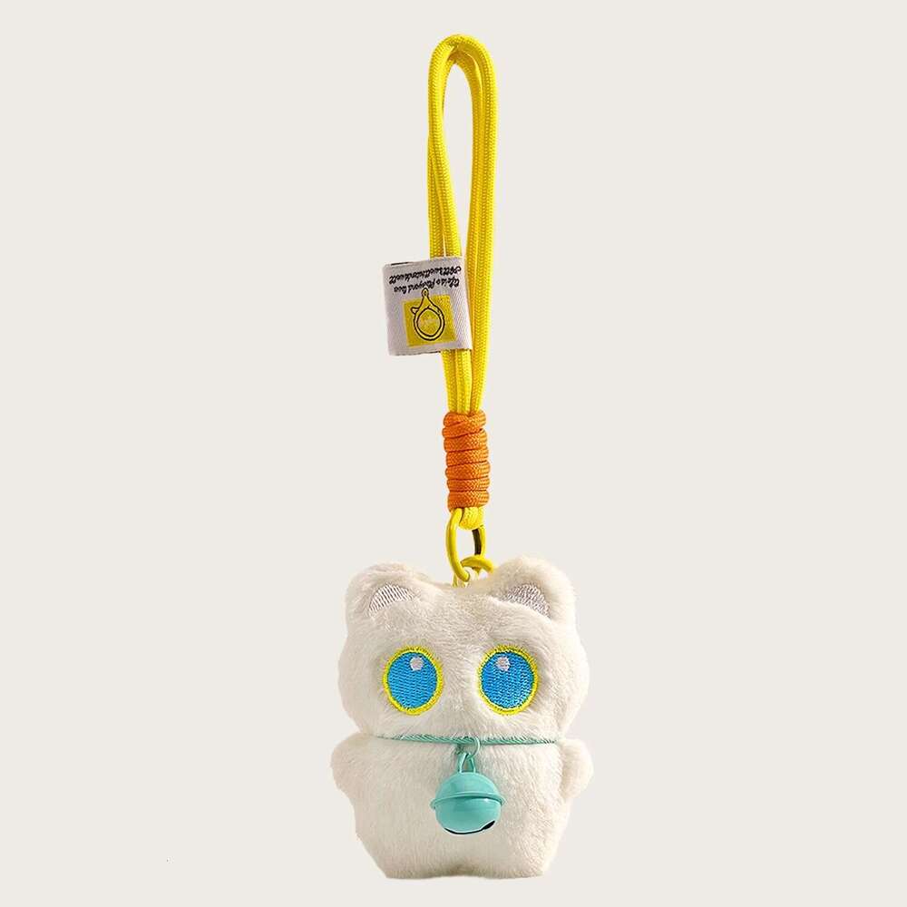 Cute and Adorable Big-Eyed Little Black Cat Plush Toy Bag Pendant Doll Keychain Couple's Birthday Gift Decoration