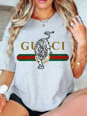 2026 New Letter Printing Short-sleeved Women Men T-shirt Trendy Temperament Casual Versatile Short-sleeved Clothing HeavyT260312