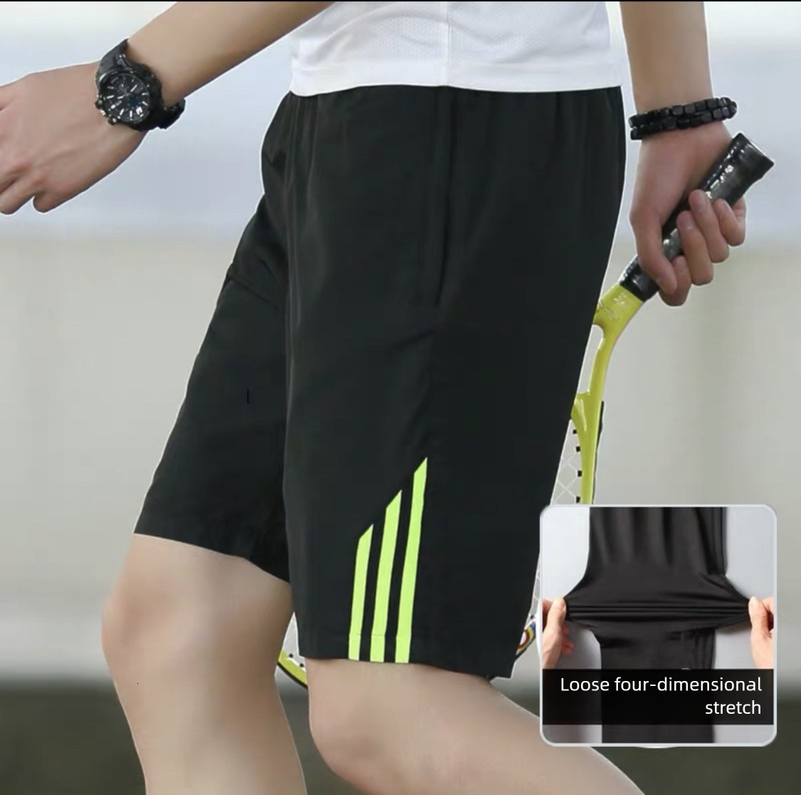 2026 New Designer Luxury Brand Summer Thin Three Stripe Shorts Men's Sports Shorts Quick Drying Elastic Fitness Shorts Casual Breathable Loose Pe
