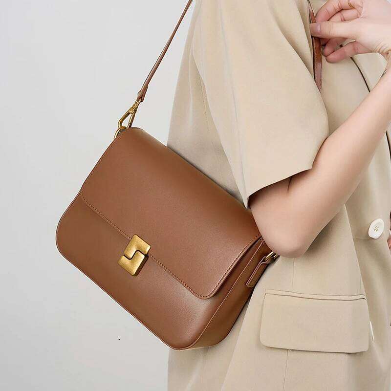 Genuine Leather Women's Luxury Designer High Quality Shoulder Bag Women Cowhide Square Crossbody Bags Fashion Female Handbag