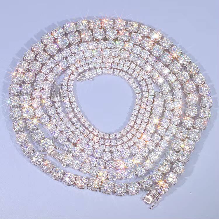 Sterling Silver 925 GRA Certificate Pass Diamond Tester Moissanite Diamond 3mm Chain Iced Out Tennis Chain