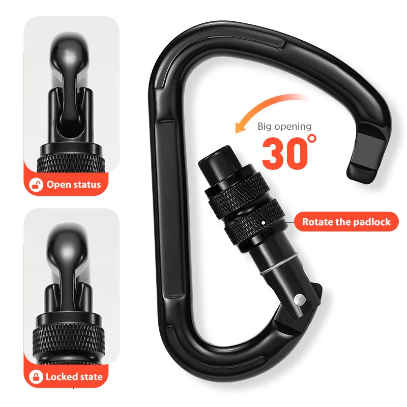 CLIWIZ 25kN Climbing Carabiner Safety Connector Lock Aluminum Heavy Duty HMSCarabiner Screw with CE 260228