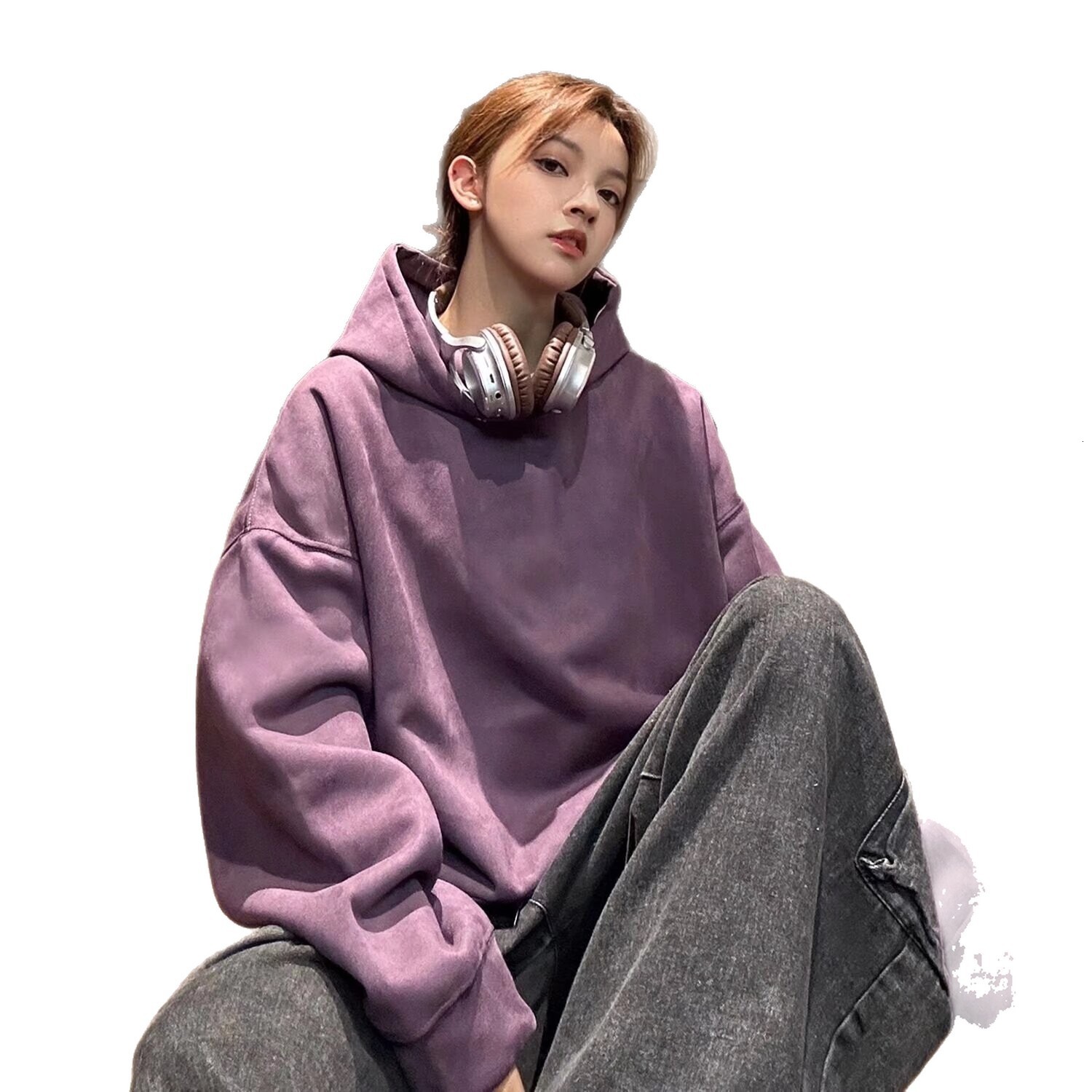 Solid Color Heavy-duty Suede Hooded Sweatshirt New Autumn And Designer Hoodie Winter Versatile Casual Fleece-lined Smooth Sweatshirt For Both Men And 