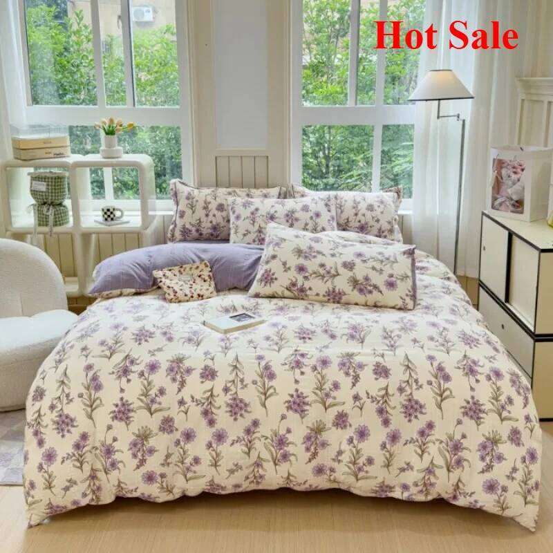 2025 class A super soft jacquard cloud yarn cotton four-piece set, sheet, hat, quilt cover, student dormitory bed H260312