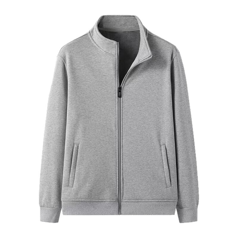 Casual Stand-up Collar Jacket For Men Suitable For Work Trendy Designer Hoodie Loose Fit Large Size Zippered Fleece-lined Cardigan Sweatshirt Versatil