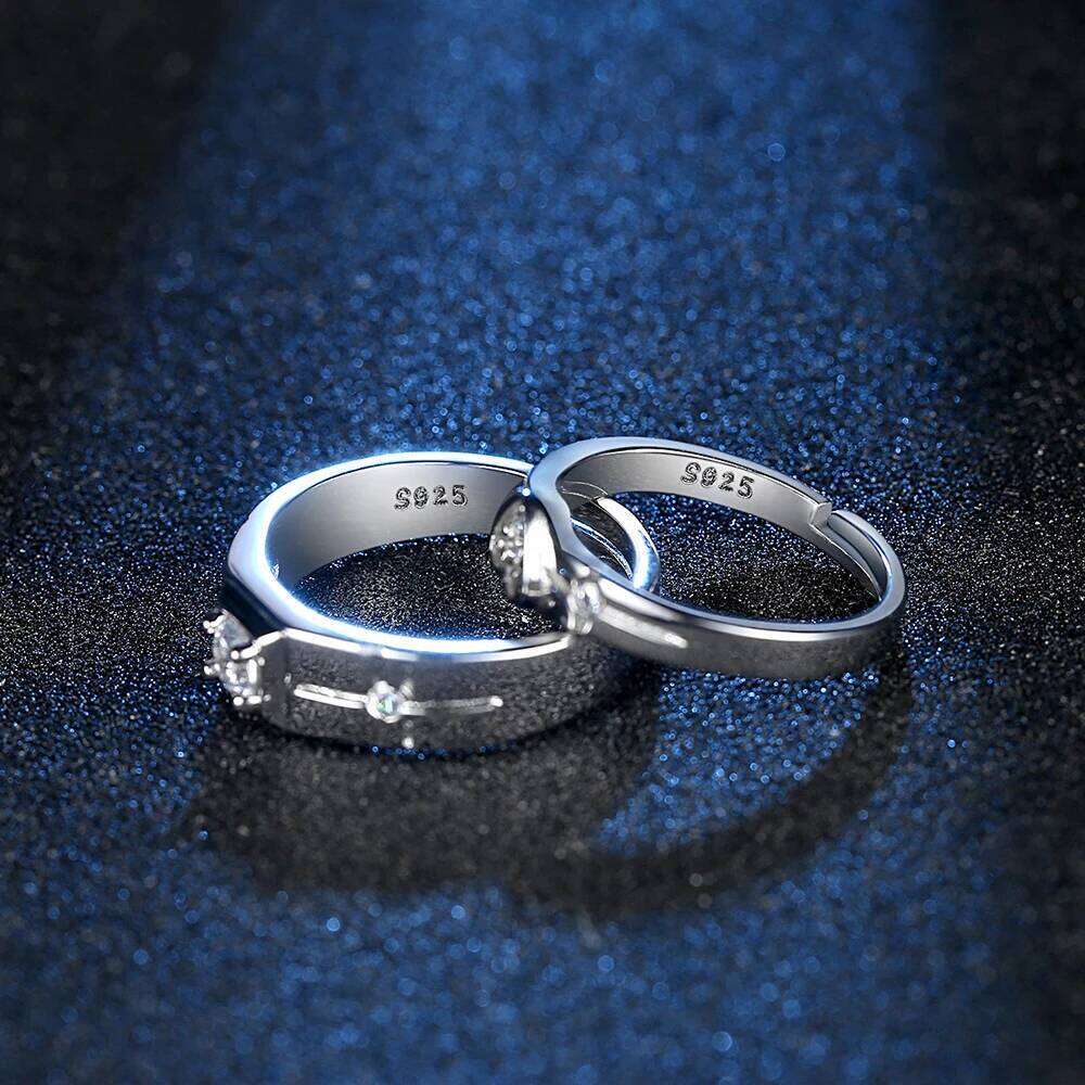 Real 925 Stelring Silver Woman's New Jewelry Heart Square Crystal Zircon Couple Ring For Men XY0390 W260311