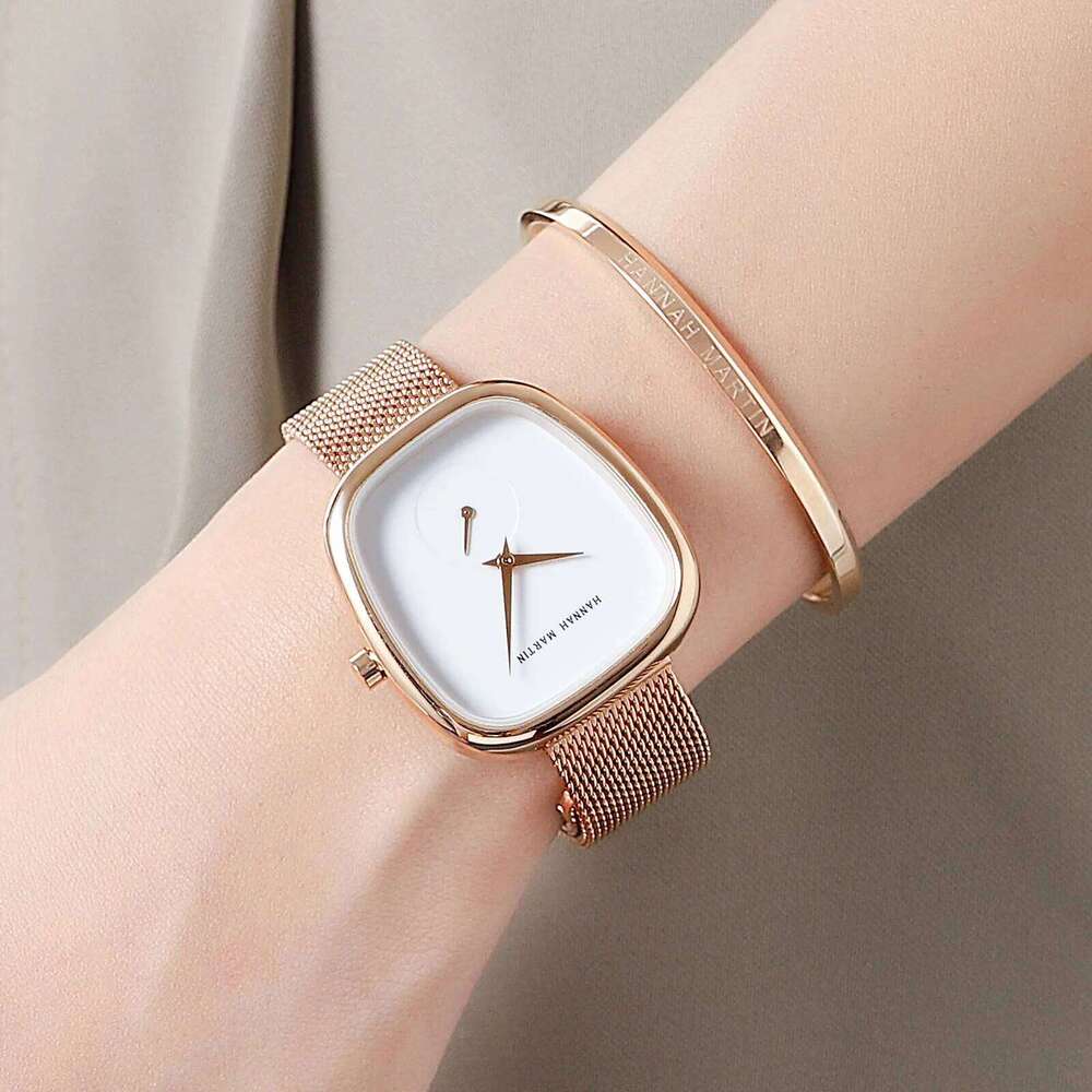 Hannah Martin Luxury Fashion Elegant Ladies Waterproof for Woman Mesh Stainless Steel Quartz Gift Women Watch Reloj