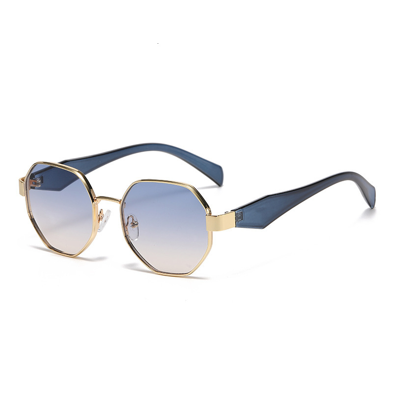 New Polygonal Metal Street Style Retro Round Glasses Fashion Versatile Sunglasses for Women