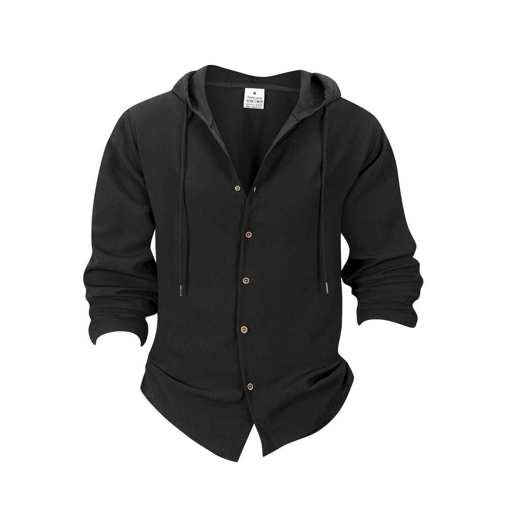 Men's Lightweight Beach Long Sleeves Short Hippie Casual Button Hooded Henry Shirt Quick Dry Breathable Spring Outerwear
