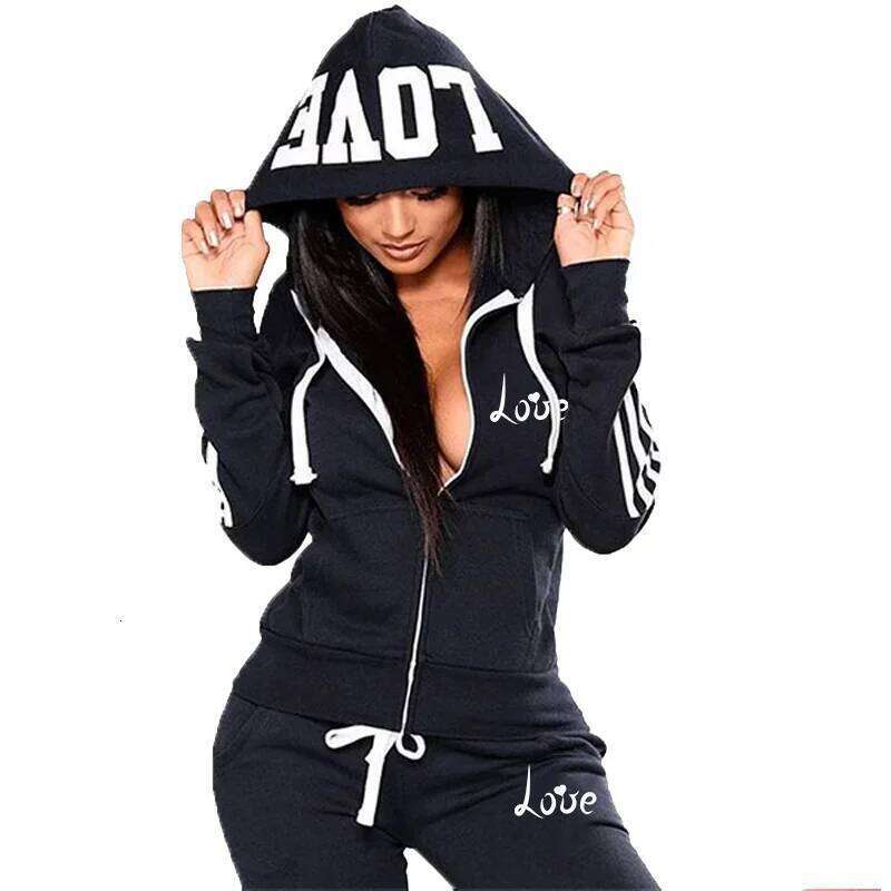 Women's Two-piece Set Casual Autumn Winter Fashion Suit Sports Comfortable Zipper Daily Outdoors Hoodie Hot Sale Jogging Quality C260312