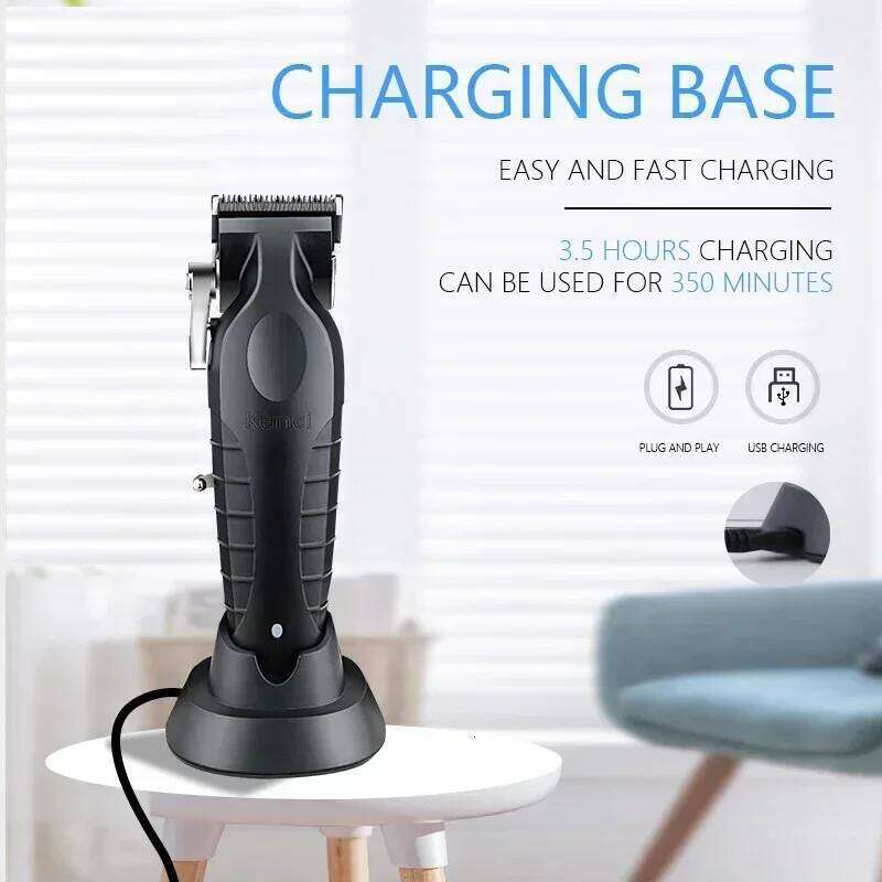 Kemei Men's Electric USB Rechargeable 0mm Gapped Carving Clipper Cordless Trimmer Hair Cutting Machine KM-2296 C260312