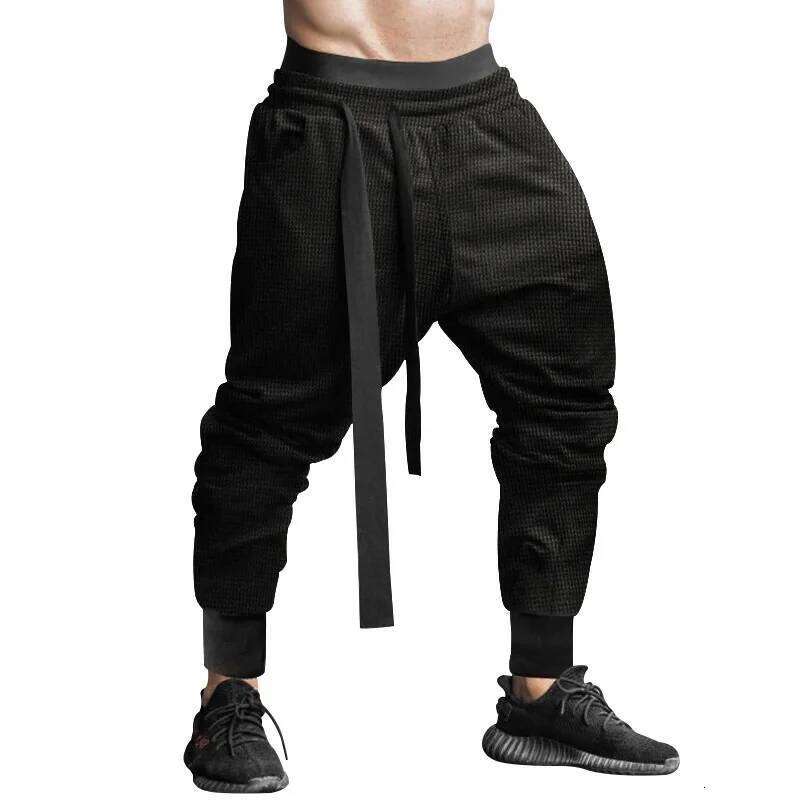 2024 New Spring/Summer Men's Casual Hip Hop Solid Color Youth Loose Pants Legging Trousers