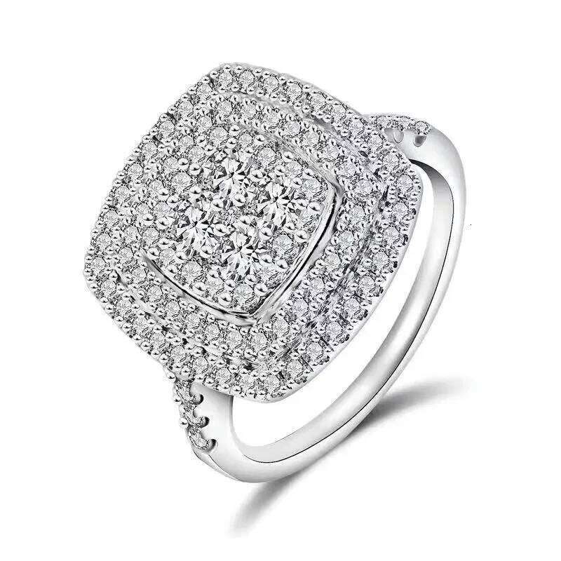 Light luxury classic 925 sterling silver square moissanite ring as a jewelry gift for women's engagement party H260312