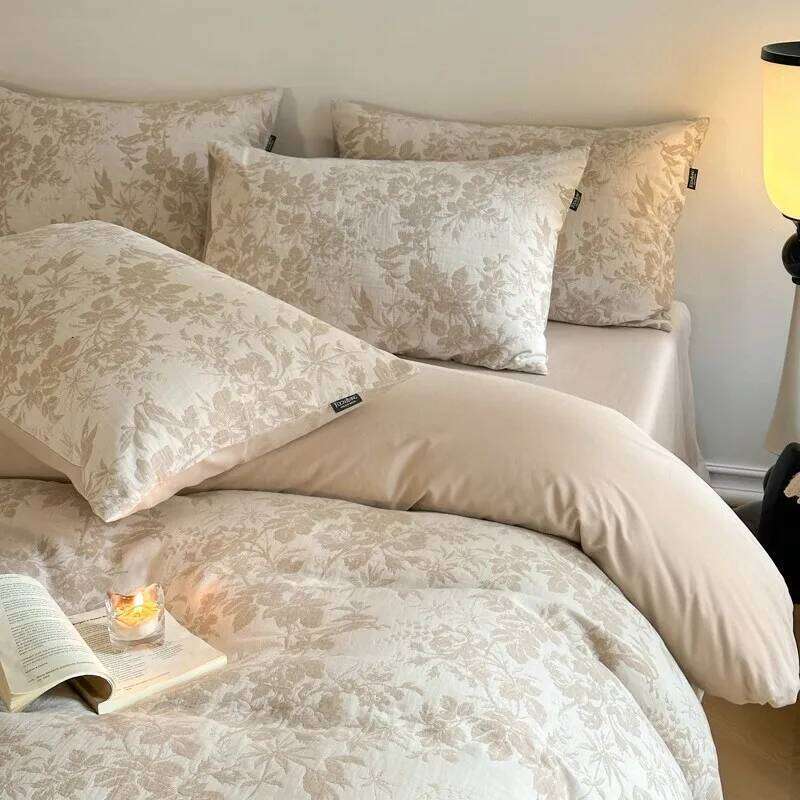 High-end Class A 60 pure three-layer yarn four-piece set, high-grade washed cotton sheets, quilt covers, bedding H260312