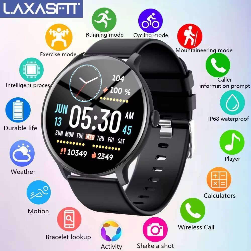 LAXASFIT Outdoor Sports Smart Watch IP68 Waterproof Fitness Tracking Bluetooth Calling Health Monitoring Men's smartwatch