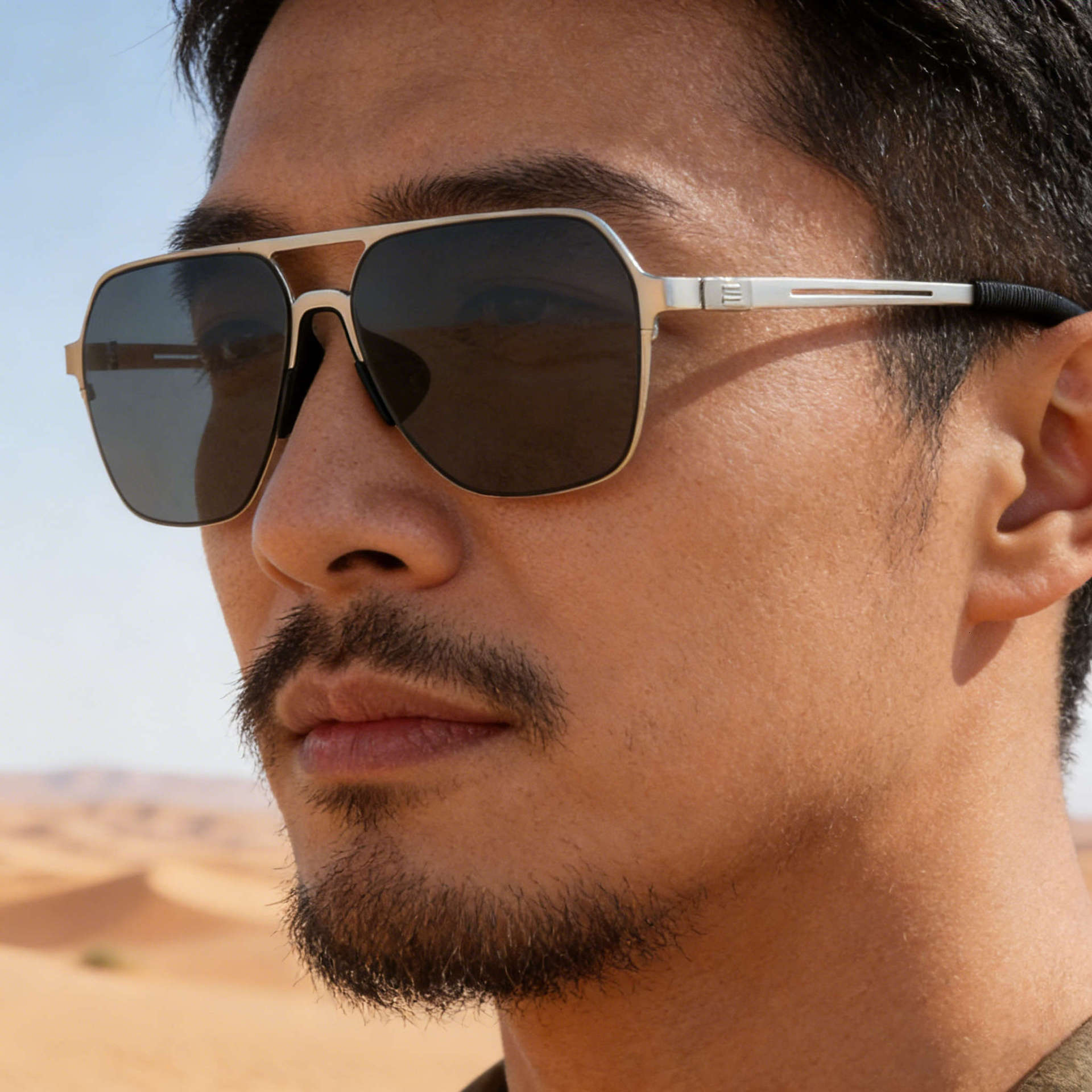 2026 New Fashion Square Frame Nylon Polarized Retro Double-Beam Simple Sun Protection Sunglasses for Men,
