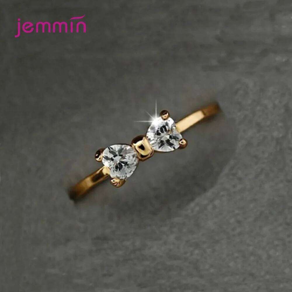 New Brand Women Statement Rings Jewelry White Gold Color Bowtie Cubic Zirconia Wedding Band Ring Bague Femme Bijoux H260312