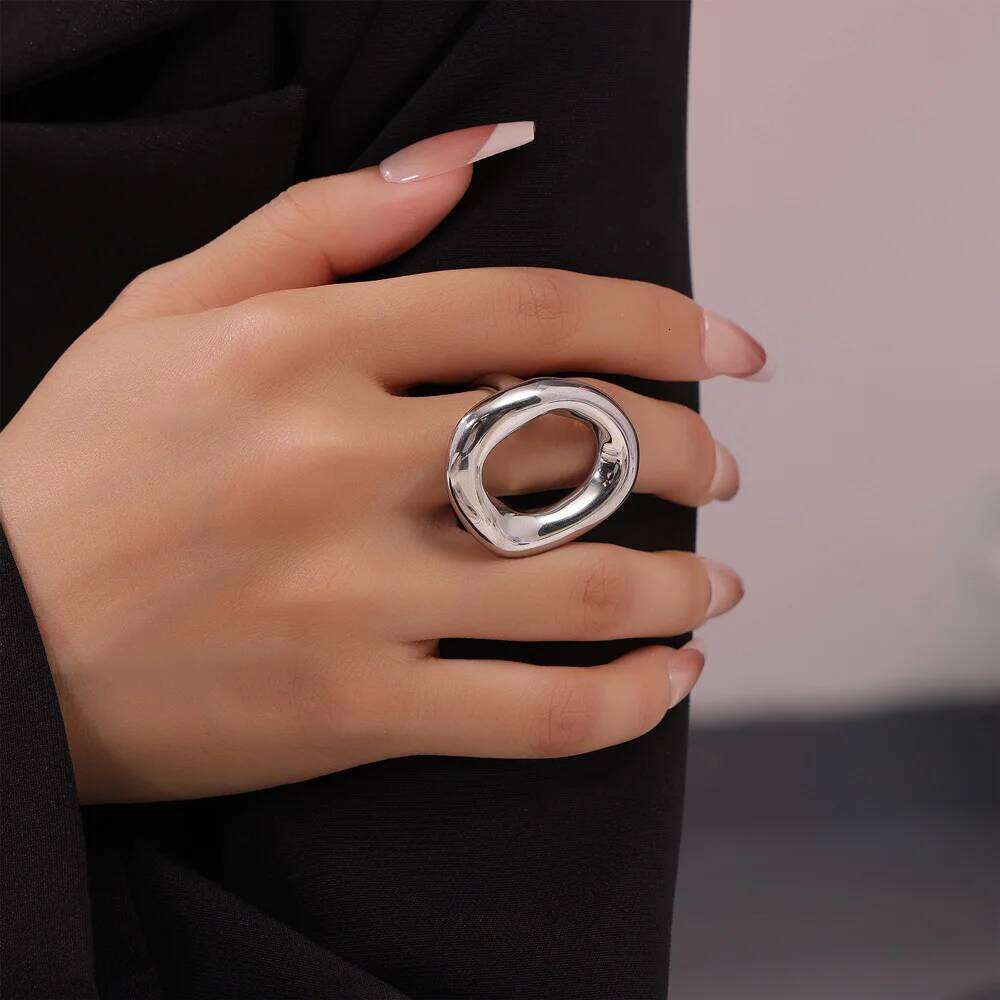 Popular Woman Index Rings Stainless Steel Gold Plated Women Girls Ring Hip Hop Punk Female Jewelry Accessories H260312