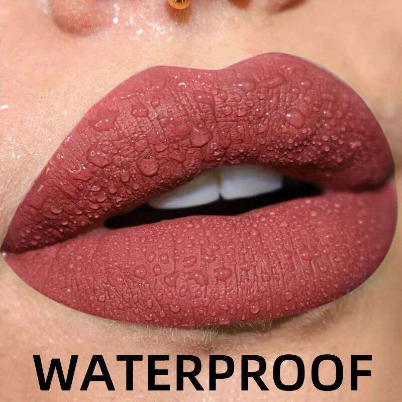 24h Long-Lasting Matte Glaze, Waterproof Non Stick Cup Liquid Lipstick, High Pigment Gloss, Diverse Shades Lip Tint W260311
