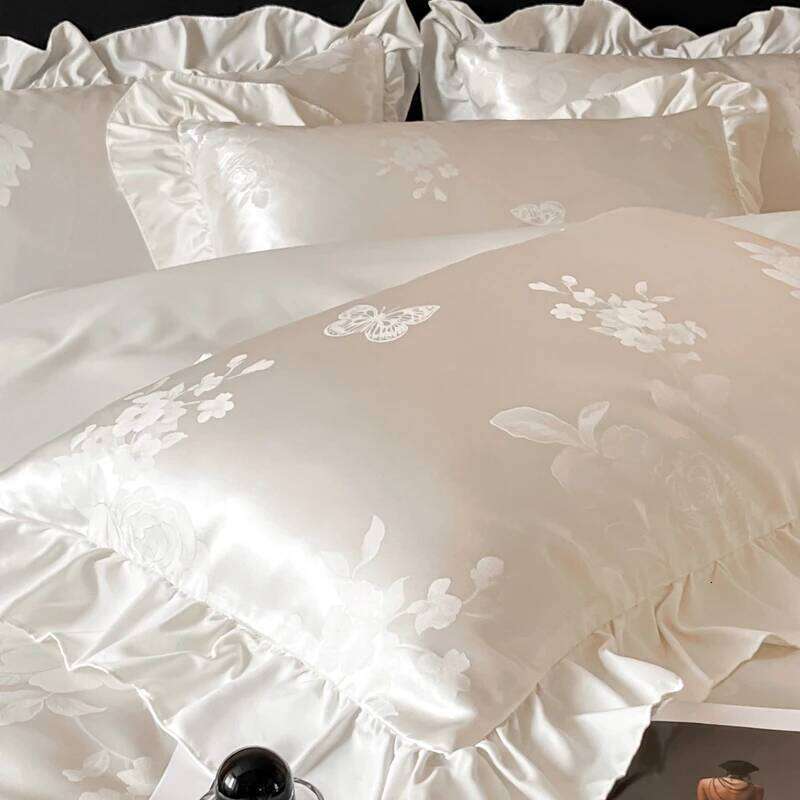 Satin Jacquard 4PCS Bedding Set Silky Soft to Touch Duvet cover Bedsheet Pillowcases Quality Wrinkle Resistant H260312