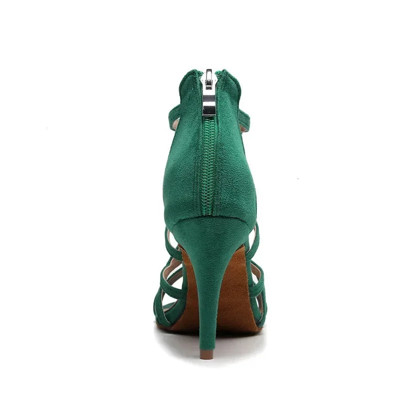 Women Latin Salsa Dance Shoes Peep Toe Suede Sole Large Size Boots Ballroom Professional Party Jazz Tango Dancing Heels 260306