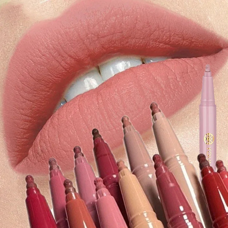 Matte Liquid Lip Liner Sponge Tip Lip Contour Pen Nude Pink Lipstick Pen Lasting Velvet Quick-dry Lip Glaze Hydrating Lipliner 260305
