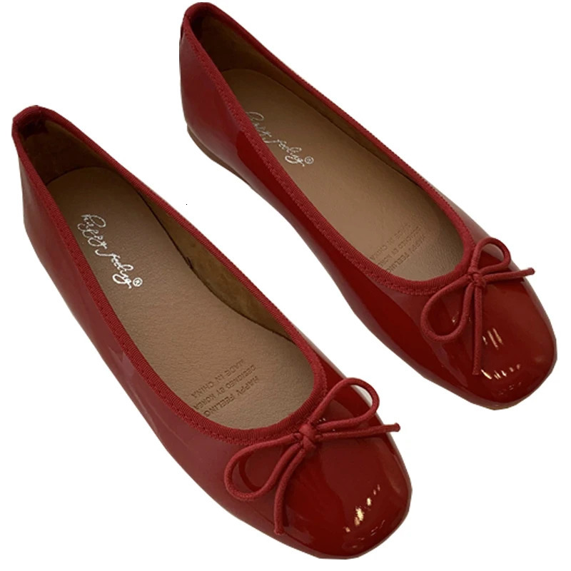 Women Flat Heel Outdoor Casual Mary Jane Red Shoes Fashion Shallow Slip On Ladies Elegant Ballerinas Soft 260306