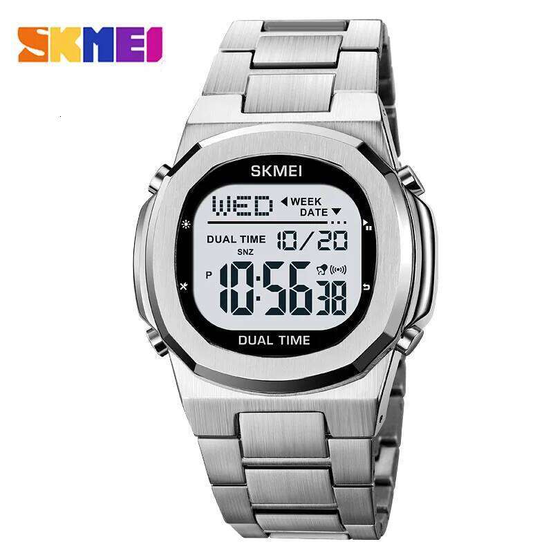 SKMEI 2004 Luxury Digital Watch for Sport Calendar Steel Waterproof Electronic Men Wristwatches Led Alarm Clock Reloj Hombre