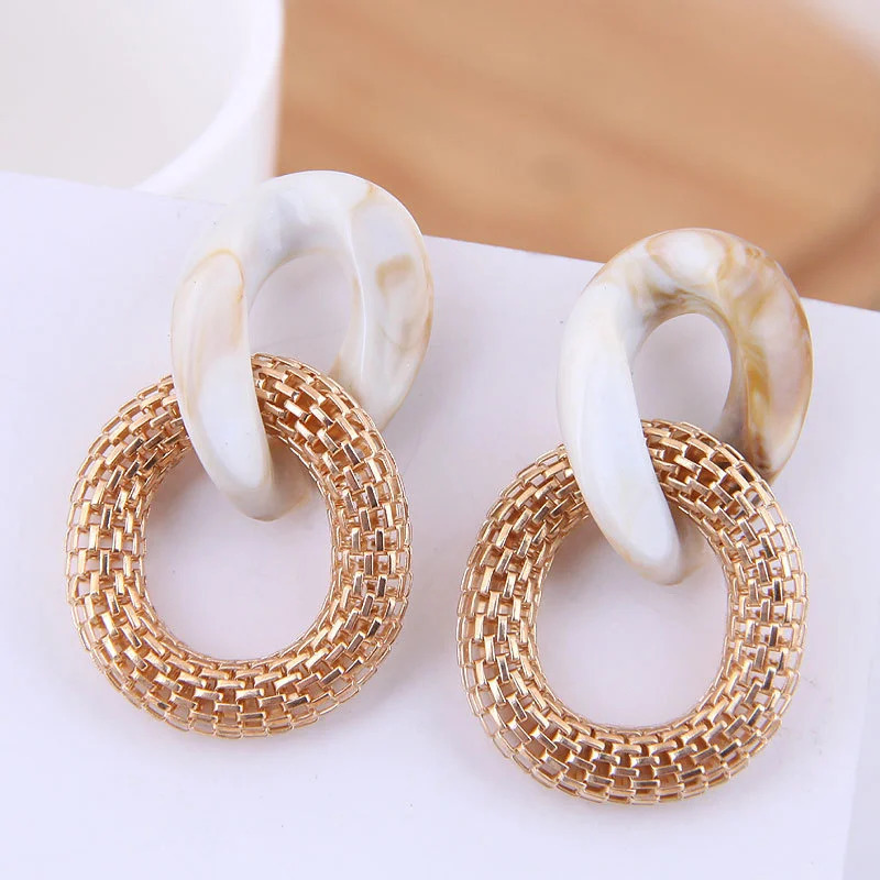 Chain Acrylic Resin Oval Dangle Earrings for Women Geometry Big Circle Tortoiseshell Ear Jewelry Acetate Brincos 260309